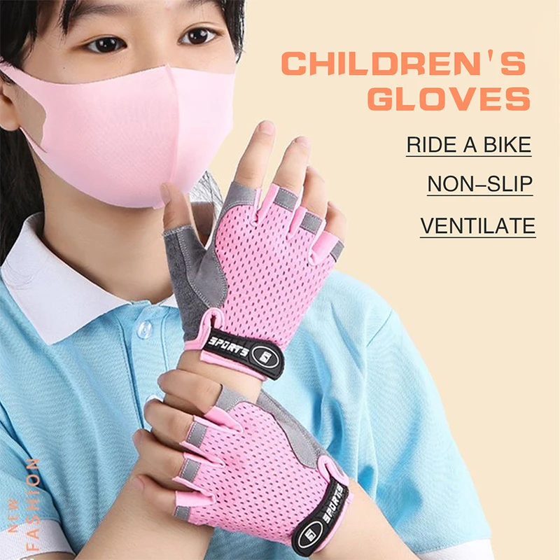 Cycling Glove Padded - Kids Half Finger Sports Cycling Gloves,