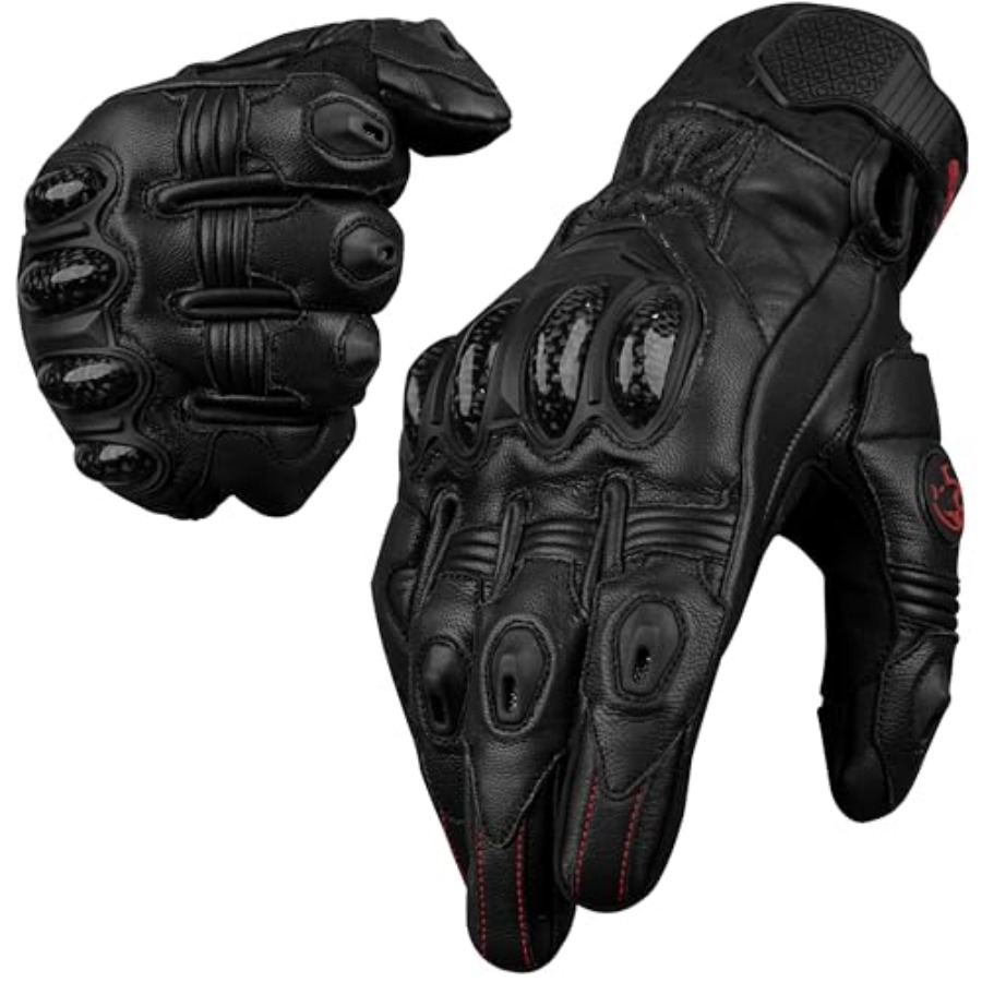 Motorcycle Glove Knuckle - Leather Motorcycle Gloves for Men -