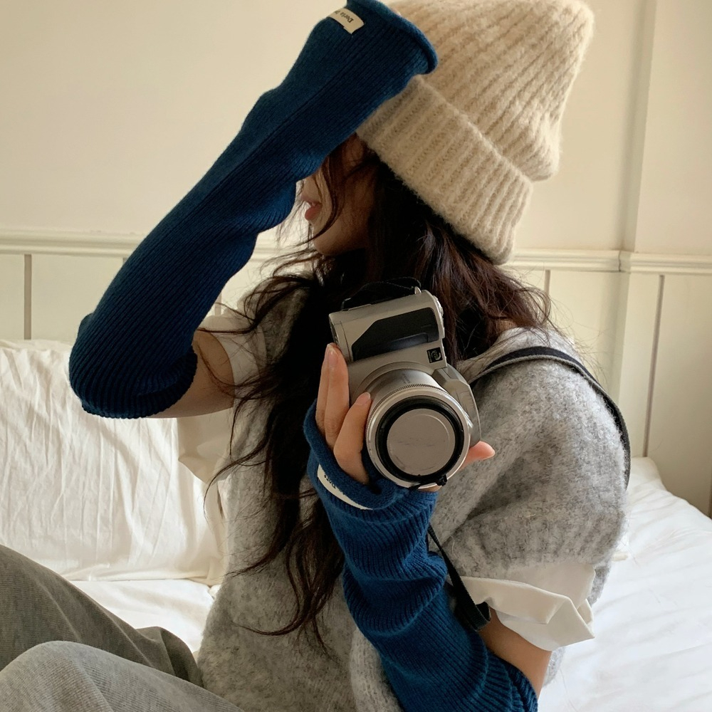 Fingerless Glove Knit - Korean Style Knitted Warm Sleeves Hole
