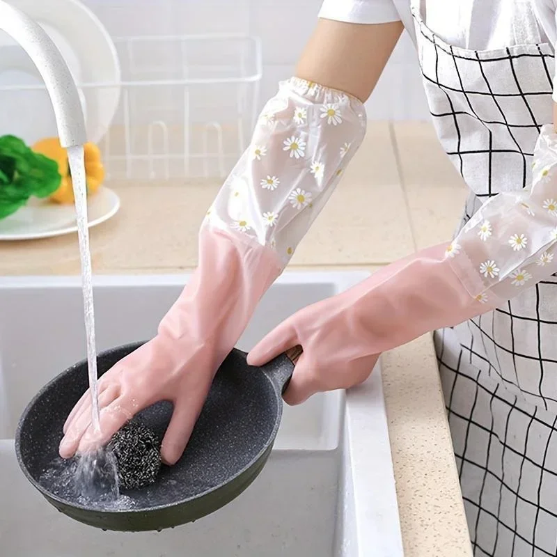 1 Pair Rubber Gloves Long Slee - Dish Glove Rubber reseña y precio