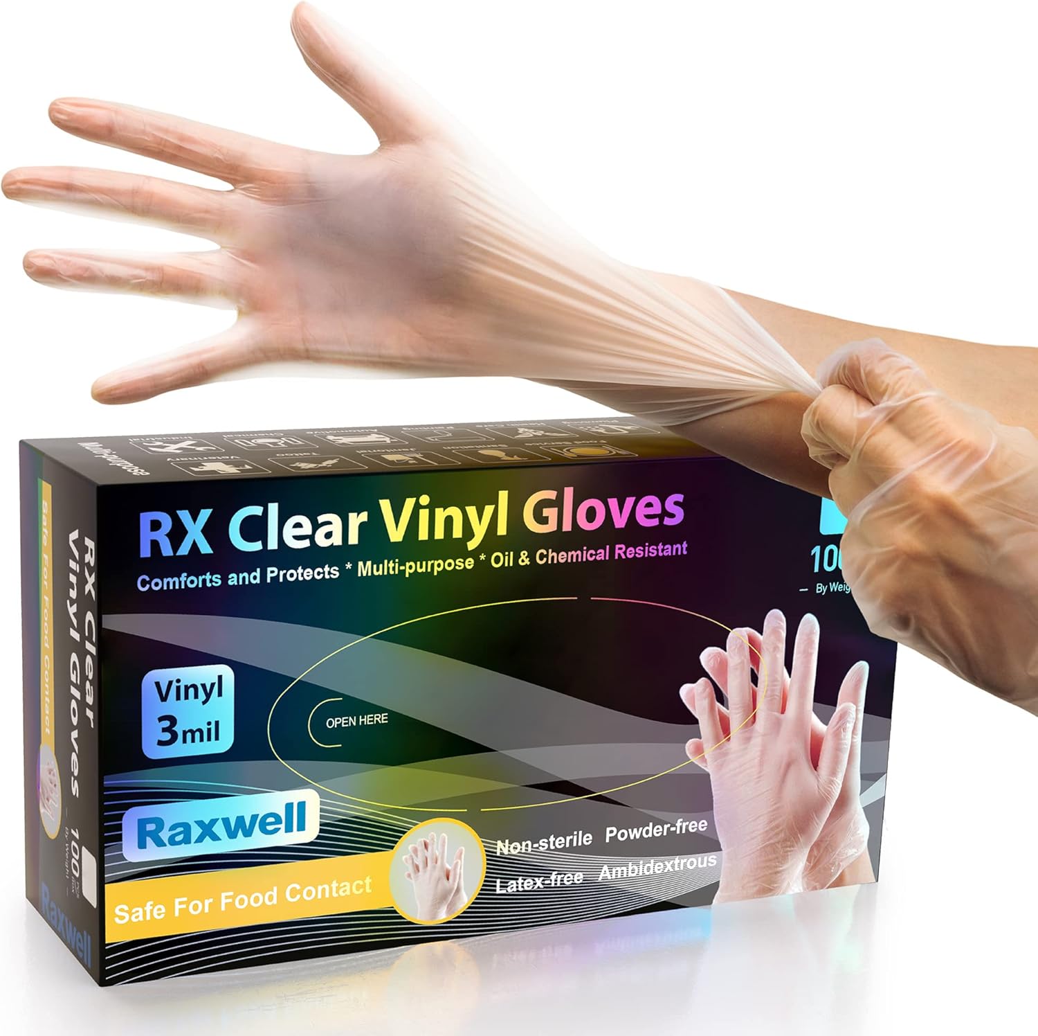 3 Mil Clear Vinyl Gloves - Foo - Latex Disposable Glove reseña y precio