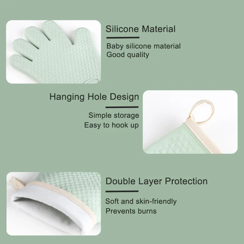 Barbecue Oven Gloves Anti-slip - Oven Mitt Silicone reseña y precio