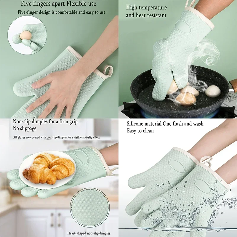 Barbecue Oven Gloves Anti-slip - Oven Mitt Silicone reseña y precio