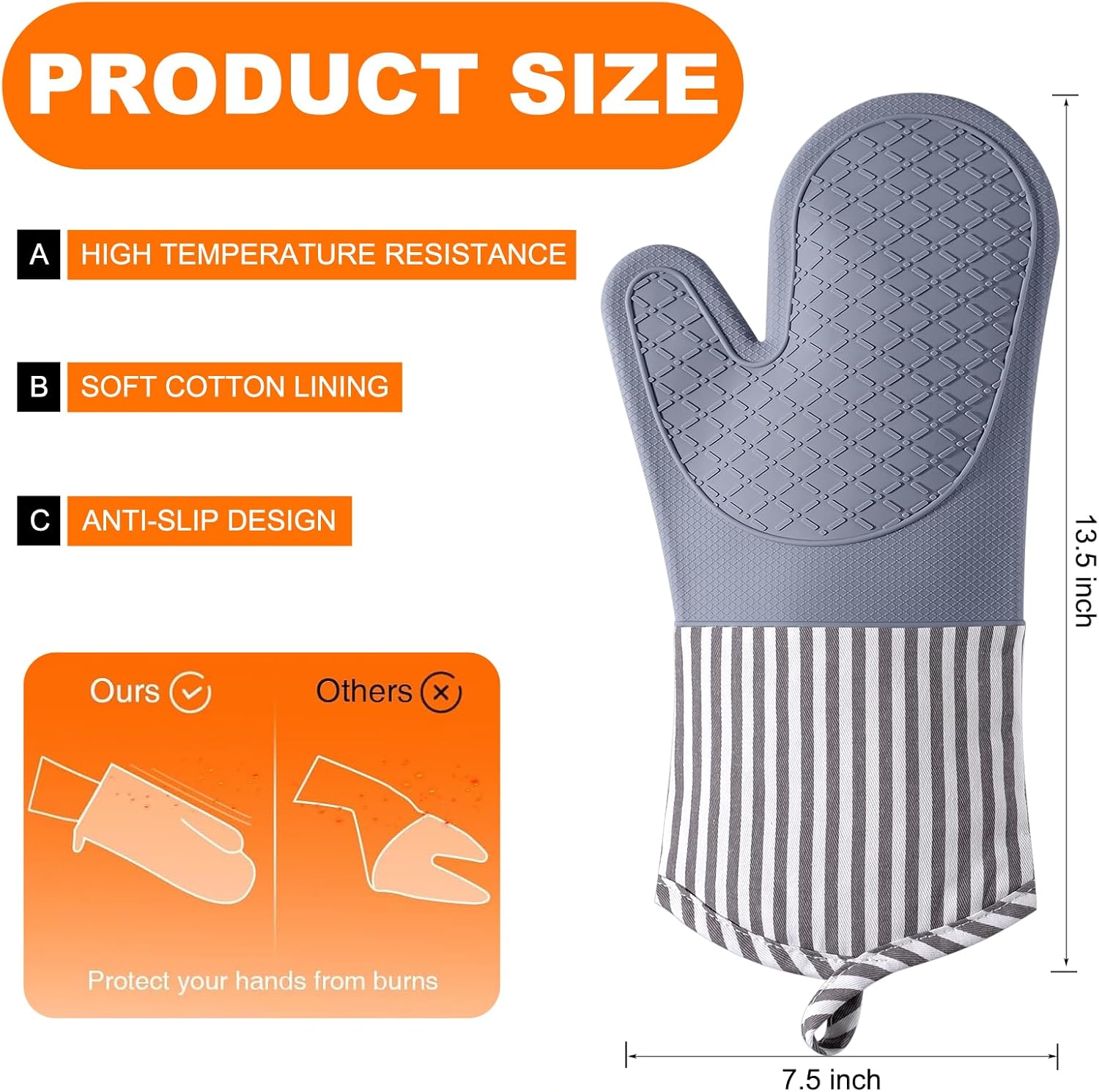 Silicone Oven Mitts, 500°F Hea - Oven Mitt Silicone reseña y precio