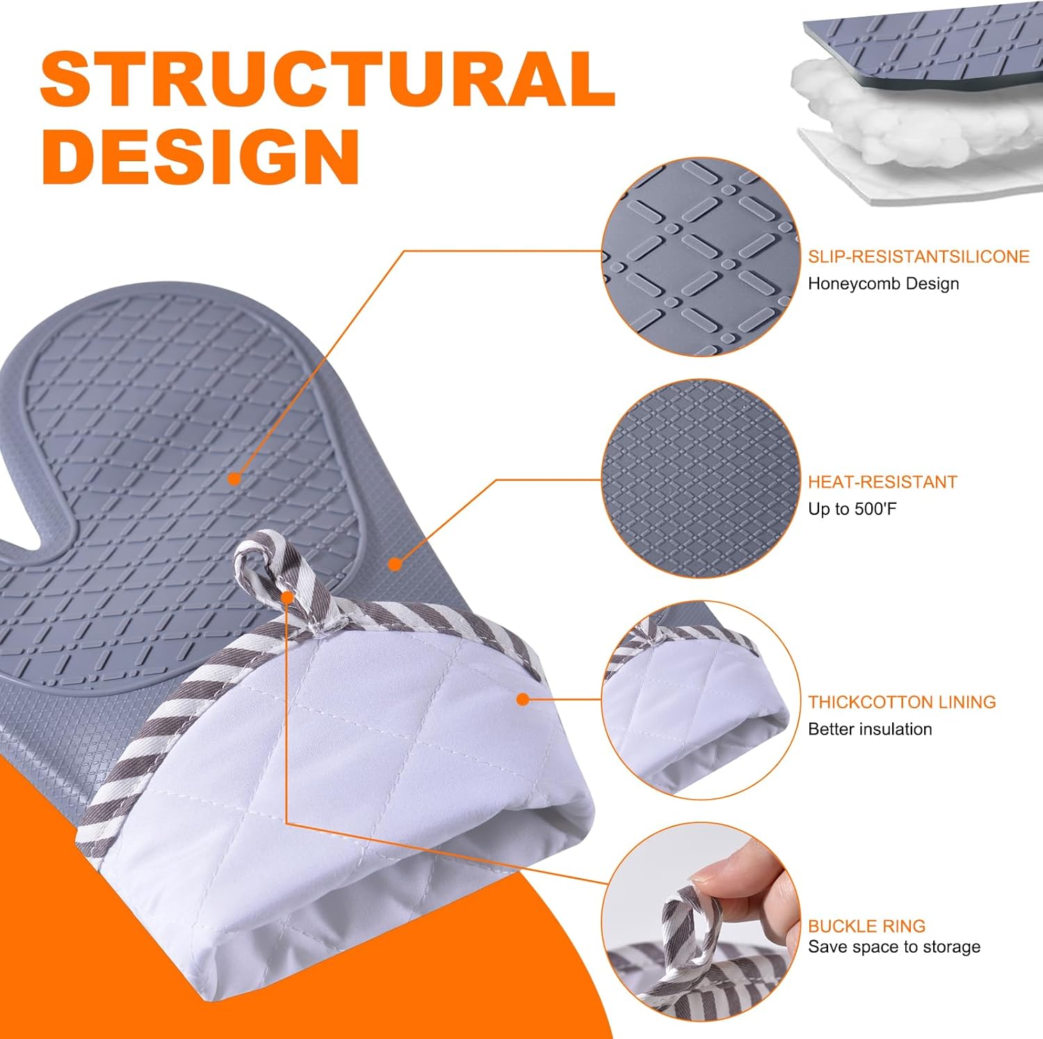 Silicone Oven Mitts, 500°F Hea - Oven Mitt Silicone reseña y precio