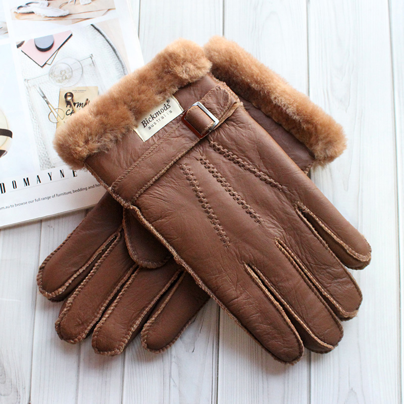 Sheepskin Fur Gloves Men's Thi - Leather Driving Glove reseña y precio