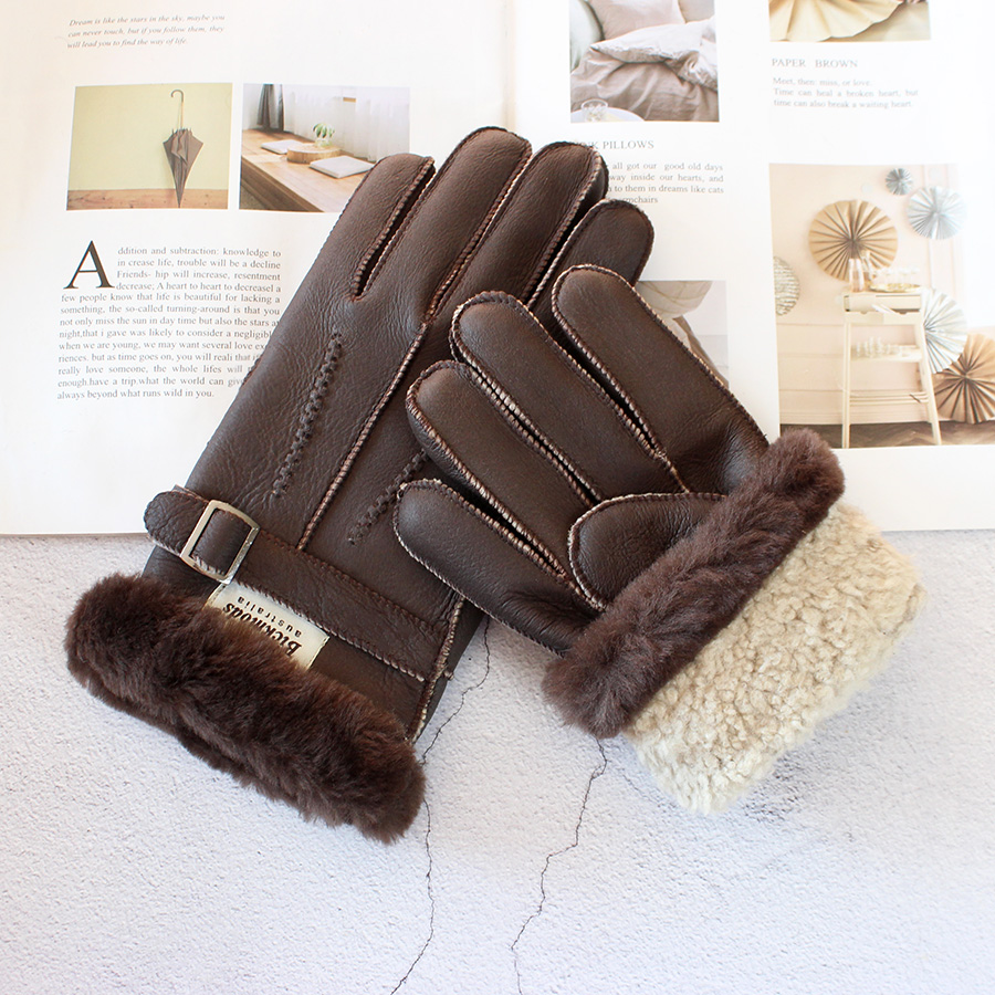 Sheepskin Fur Gloves Men's Thi - Leather Driving Glove reseña y precio