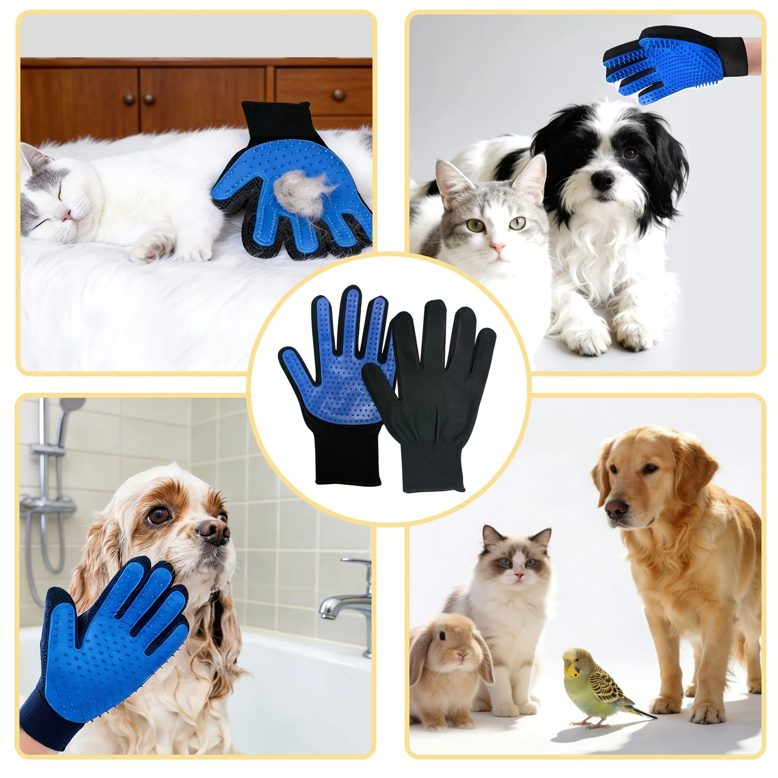 Pet Gloves Cat Grooming Gloves - Rubber Glove Cleaning reseña y precio