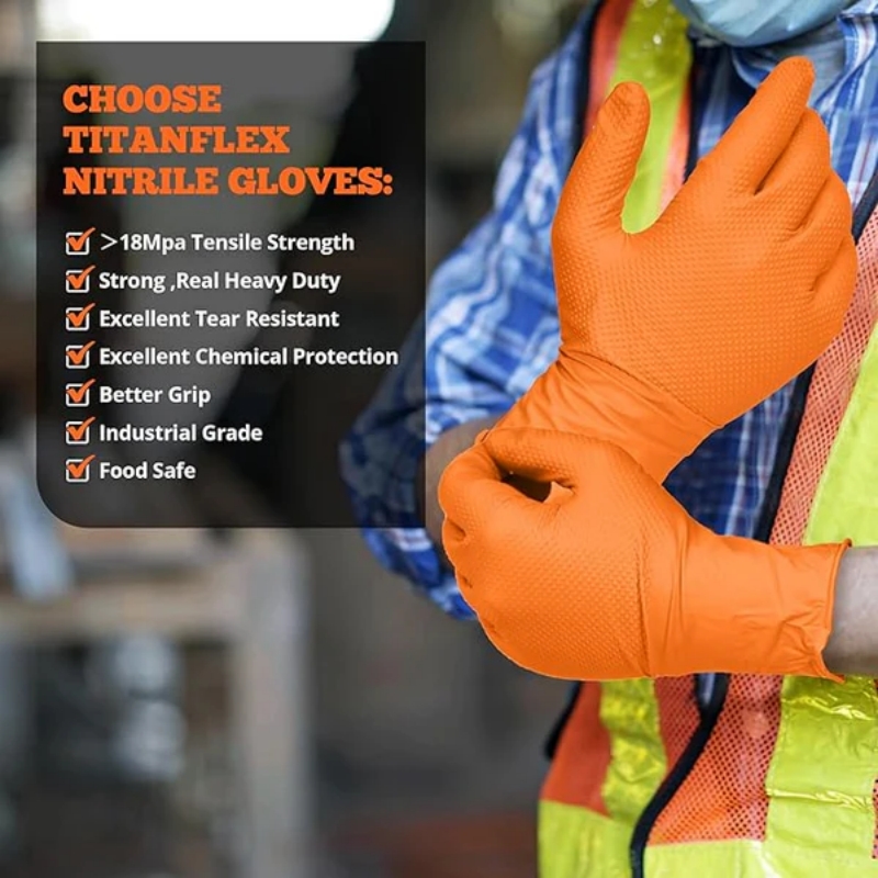 Heavy Duty Orange Nitrile Glov - Nitrile Mechanic Glove reseña y precio