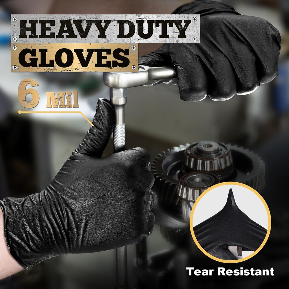 Heavy-Duty 6 Mil Black Nitrile - Nitrile Mechanic Glove reseña y precio