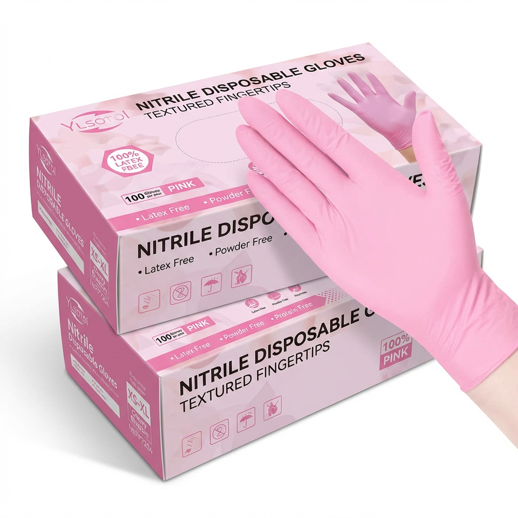 Simple Pink Nitrile Gloves 100 - Rubber Glove Cleaning reseña y precio