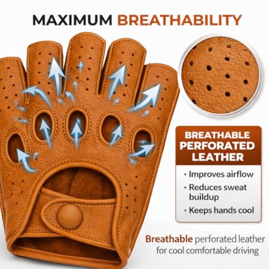 Mens fingerless leather drivin - Leather Driving Glove reseña y precio