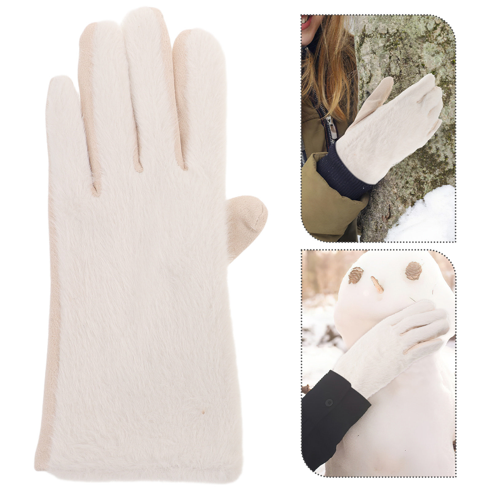 1Pair Fashion White Women Warm - Winter Glove Insulated reseña y precio