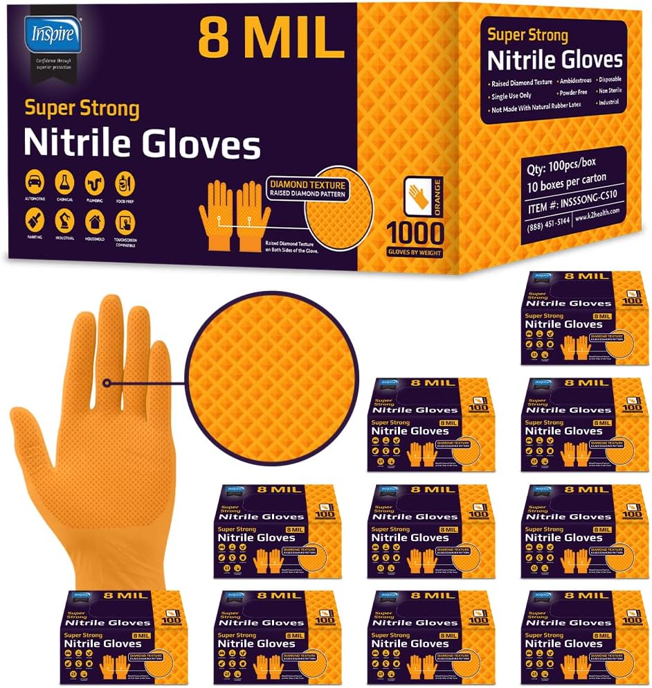 Heavy Duty Orange Nitrile Glov - Nitrile Mechanic Glove reseña y precio