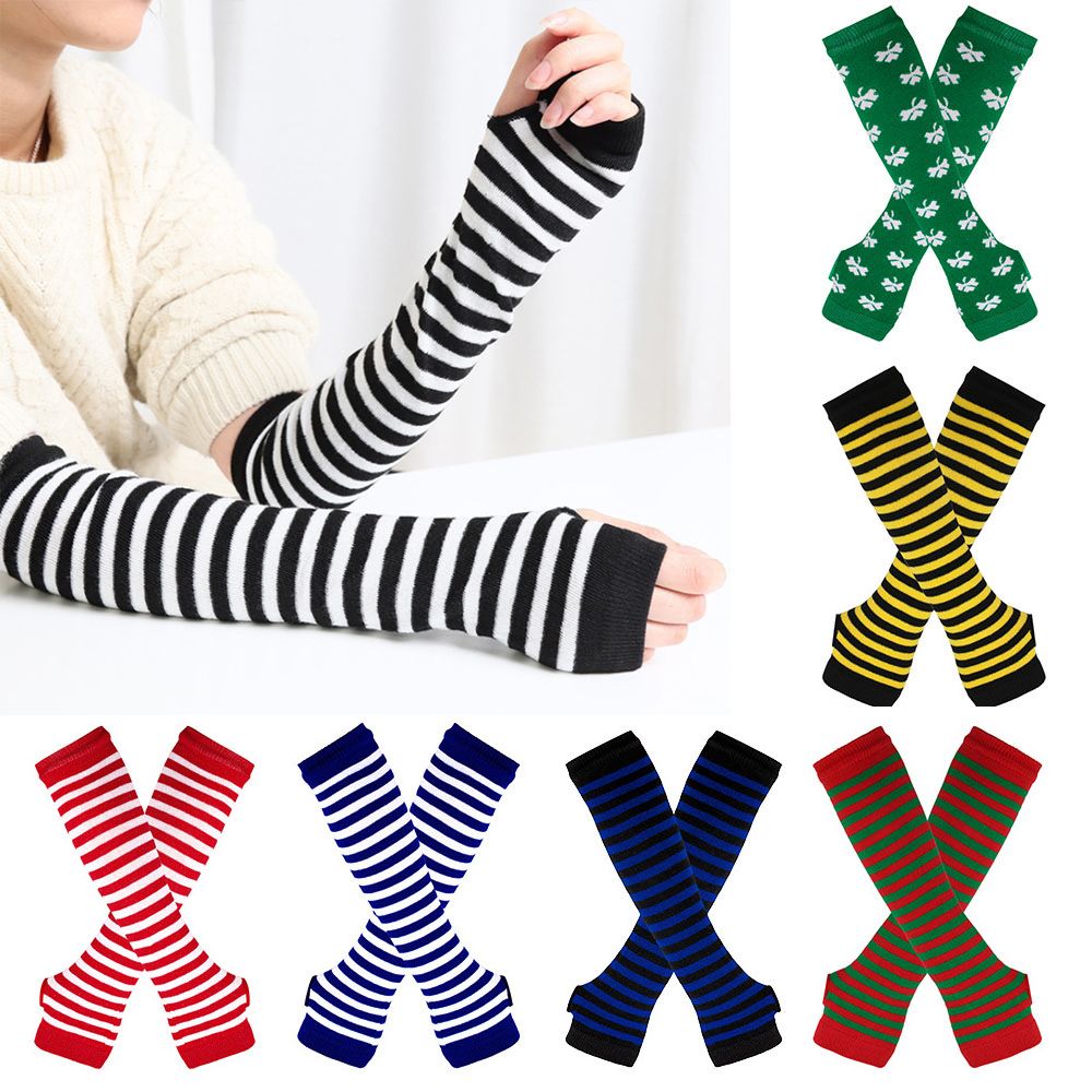 Striped Knitted Handschoenen L - Fingerless Glove Knit reseña y precio
