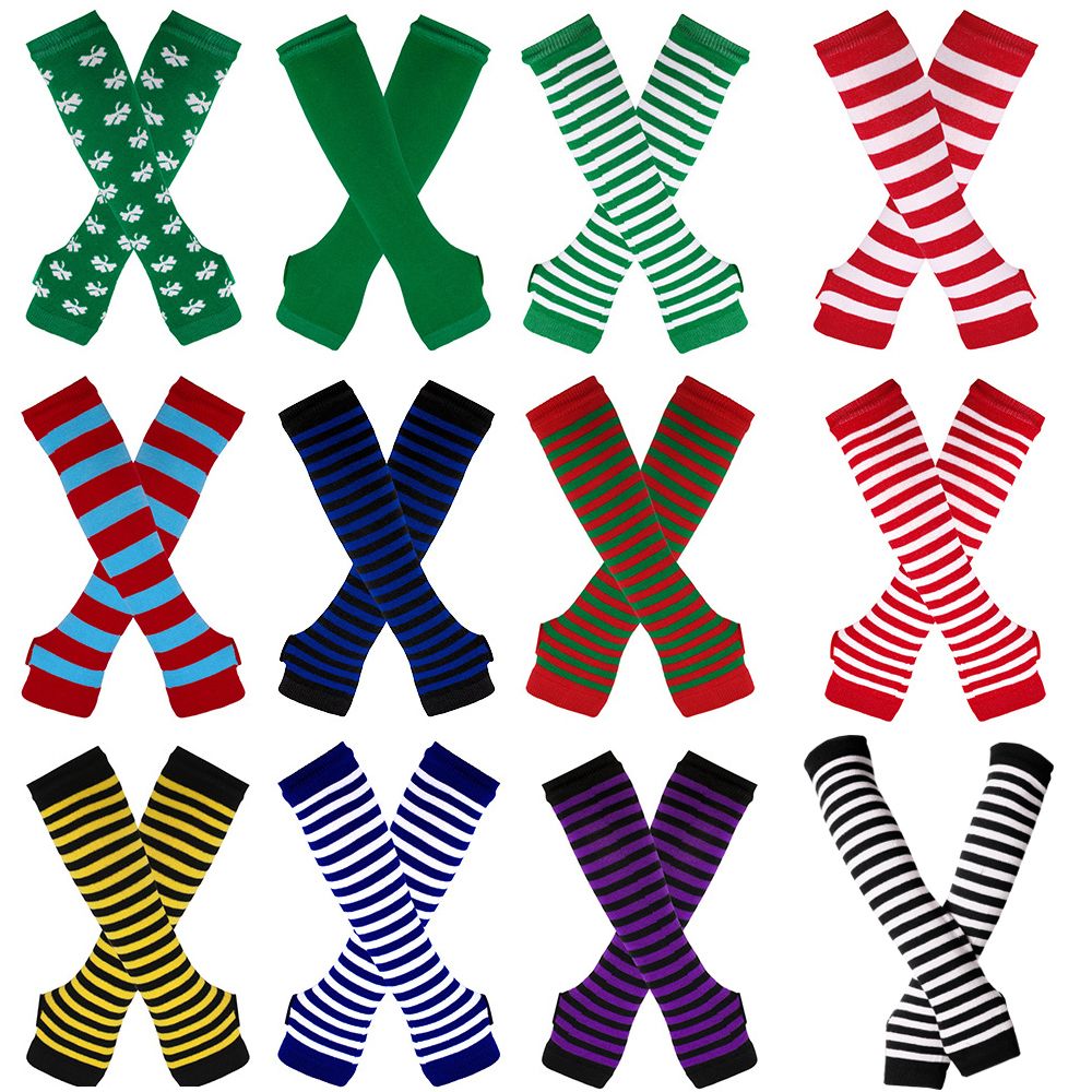 Striped Knitted Handschoenen L - Fingerless Glove Knit reseña y precio