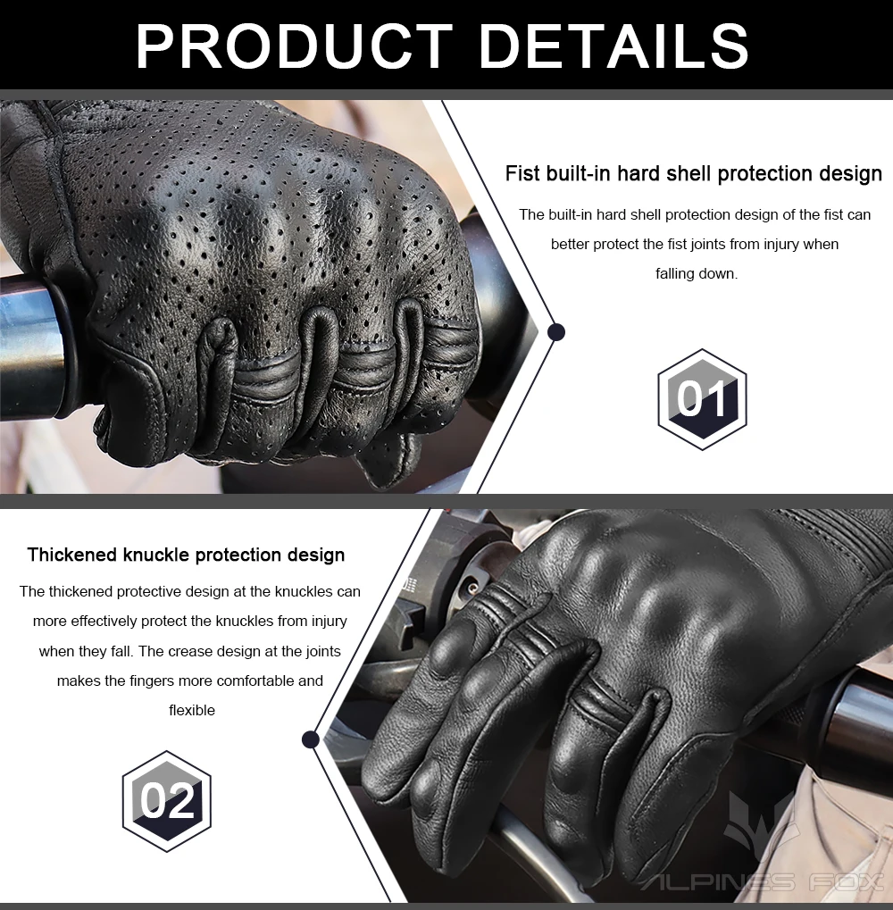 Unisex Vintage Leather Motorcy - Motorcycle Glove Knuckle reseña y precio