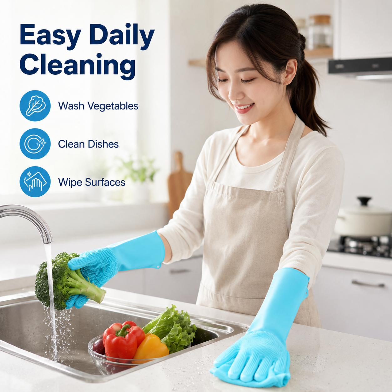 1 Pair Silicone Cleaning Glove - Dish Glove Rubber reseña y precio
