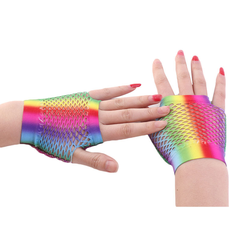 Ladies Sexy Rainbow Color Shor - Fingerless Glove Knit reseña y precio