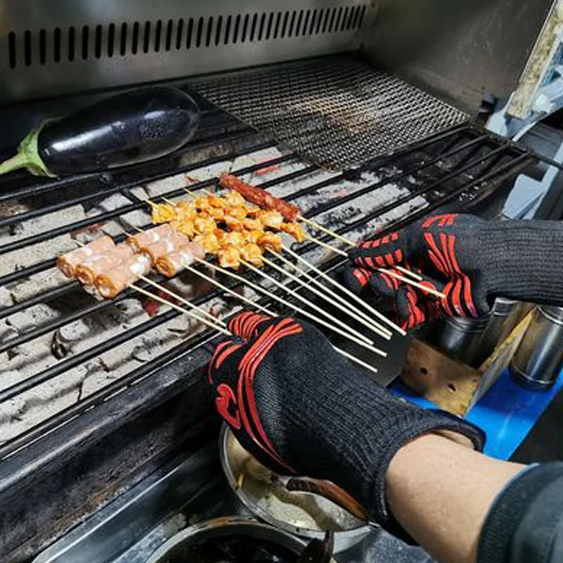 Flame Retardant Non-slip BBQ F - Oven Mitt Silicone reseña y precio