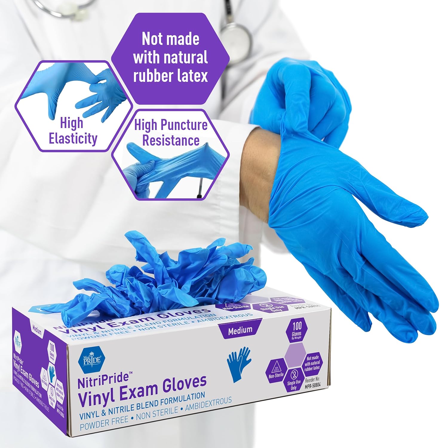 Powder-Free Nitrile/Vinyl Blen - Latex Disposable Glove reseña y precio
