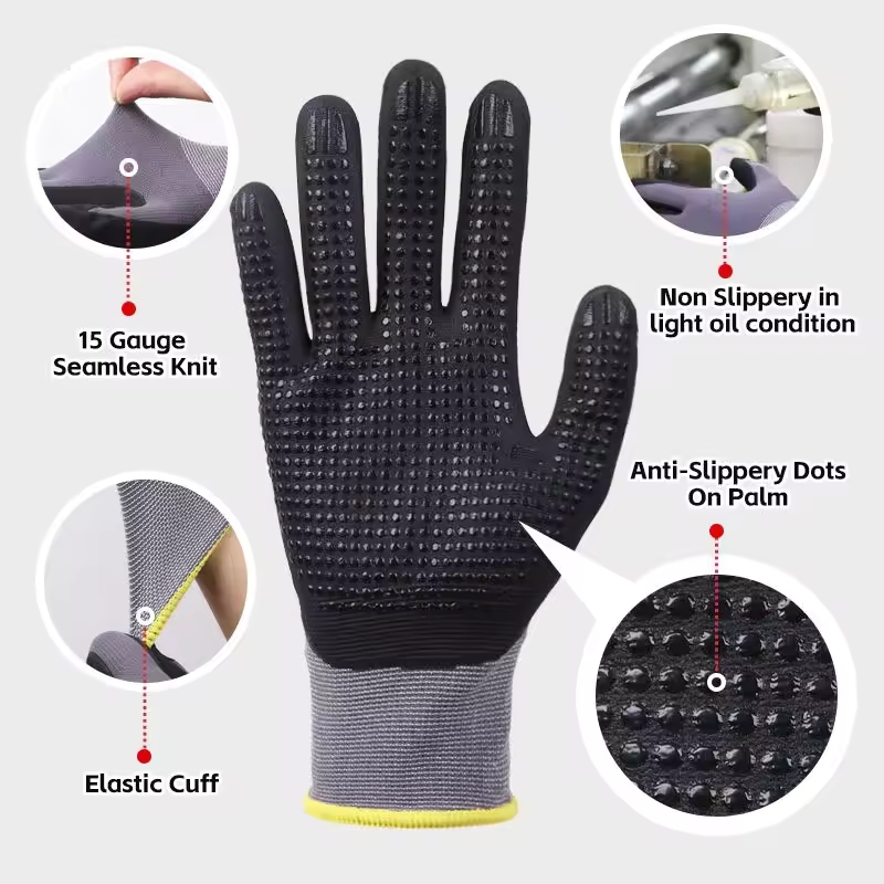 Micro-Foam Safety Work Gloves  - Nitrile Mechanic Glove reseña y precio