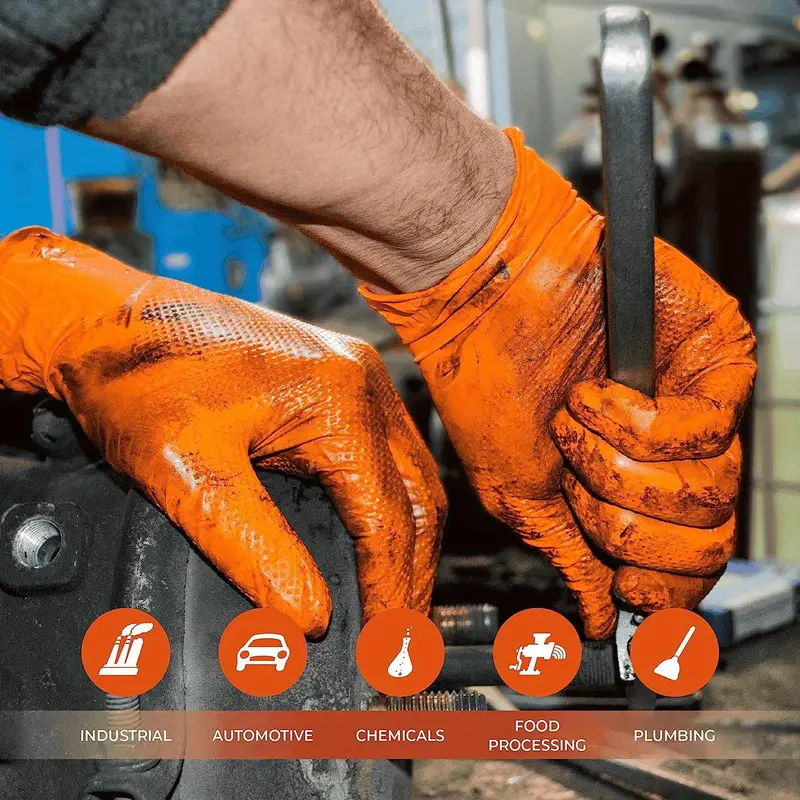 8Mil Heavy Duty Orange Nitrile - Nitrile Mechanic Glove reseña y precio