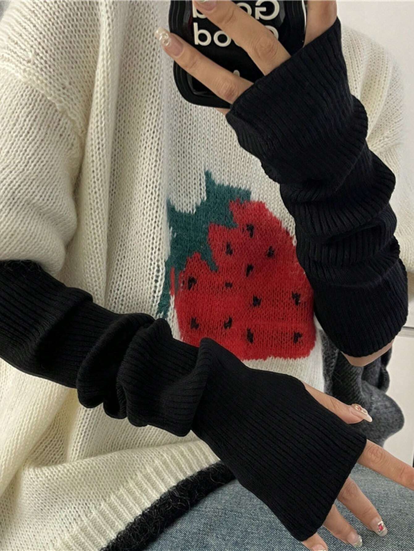 Black Fingerless Knitted Glove - Fingerless Glove Knit reseña y precio