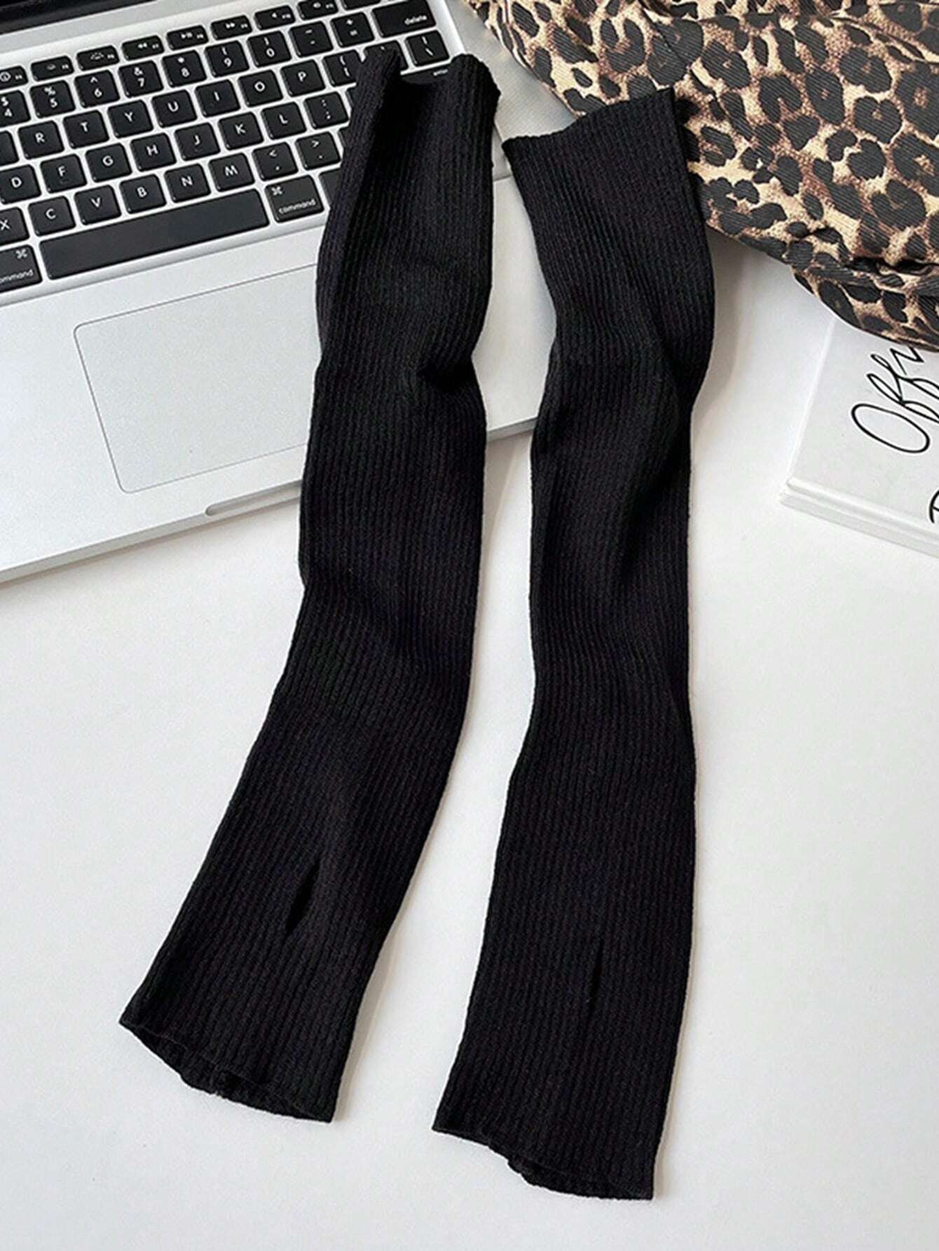 Black Fingerless Knitted Glove - Fingerless Glove Knit reseña y precio