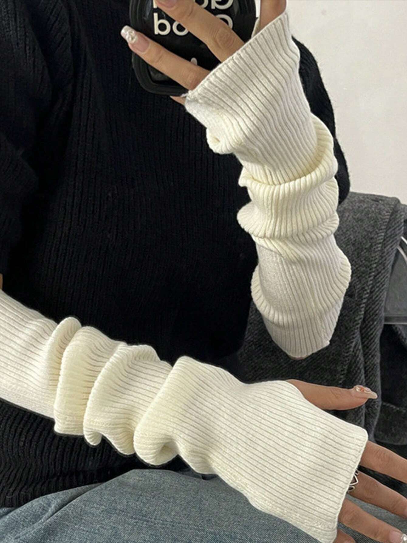 Black Fingerless Knitted Glove - Fingerless Glove Knit reseña y precio