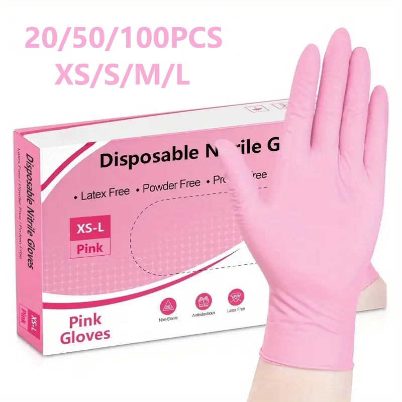 20/50/100PCS Pink Nitrile Disp - Latex Disposable Glove reseña y precio