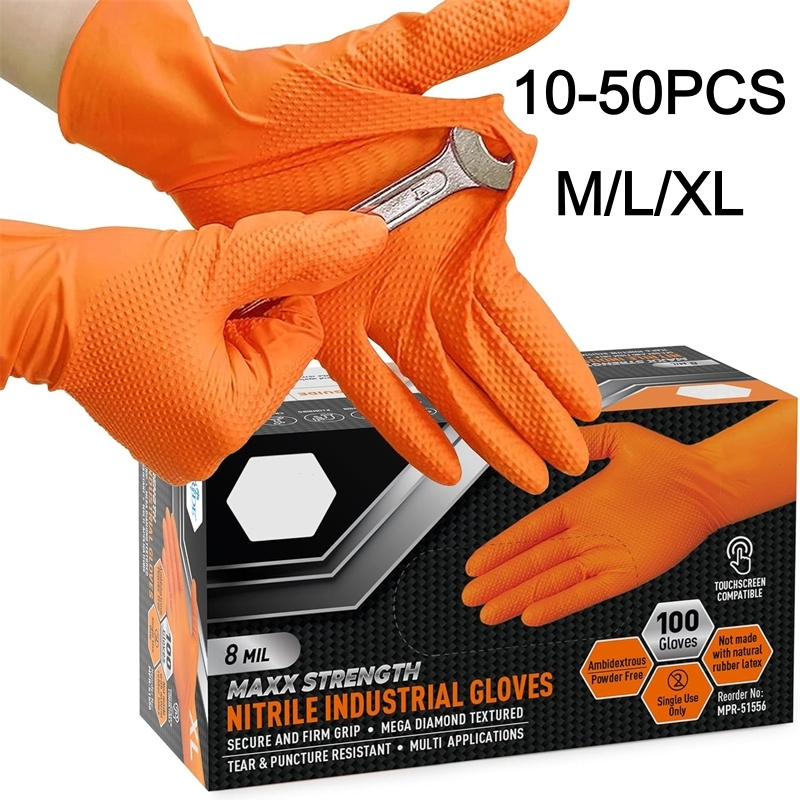 Heavy Duty Orange Nitrile Glov - Nitrile Mechanic Glove reseña y precio