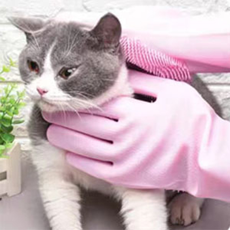 Pet Grooming Gloves for Dogs A - Rubber Glove Cleaning reseña y precio