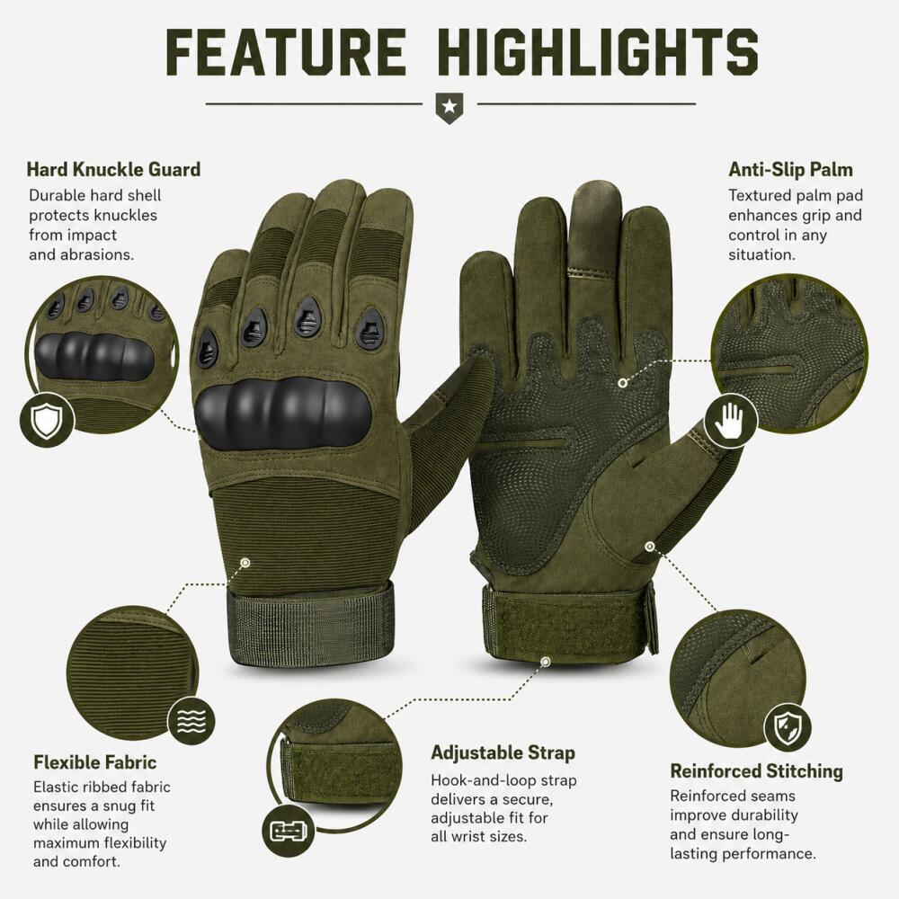 Full Finger Tactical Gloves wi - Motorcycle Glove Knuckle reseña y precio
