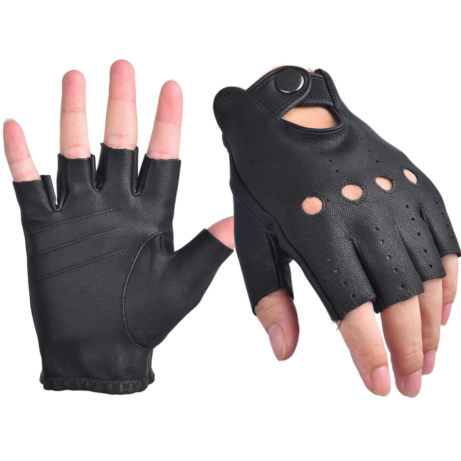 Mens Fingerless Gloves Half Fi - Leather Driving Glove reseña y precio